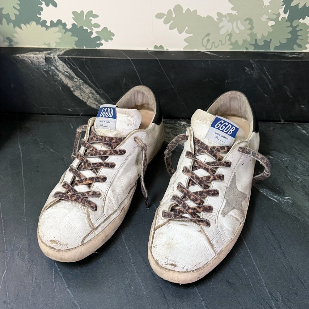 Women’s Golden Goose Low-Top Sneakers with Leopard Laces, EU Size 42